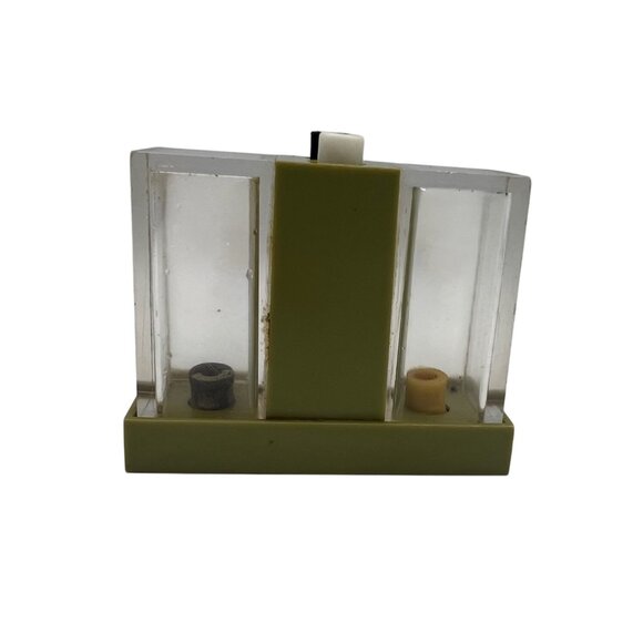 Vintage 1950s Whirley Push Button Salt Pepper Shaker Avocado Green MCM - Picture 2 of 7